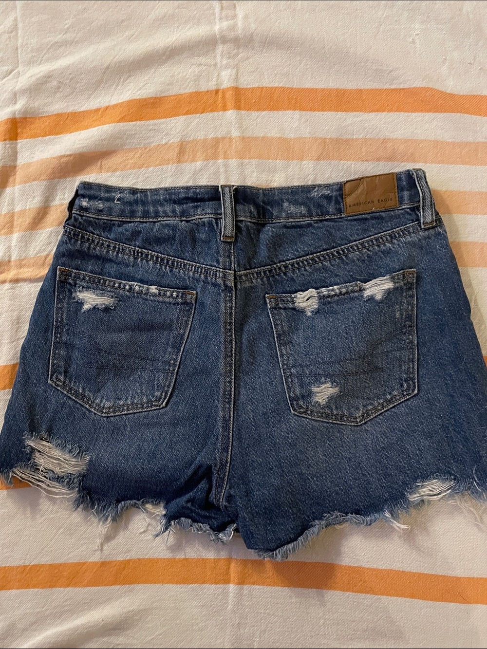 American Eagle Distressed Dark Blue Denim Women's Mom Shorts